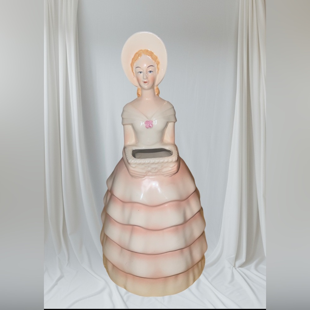 Vintage Erphila Czechoslovakian Ceramic Victorian Girl Flower Vase Figure